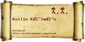 Kollin Kálmán névjegykártya